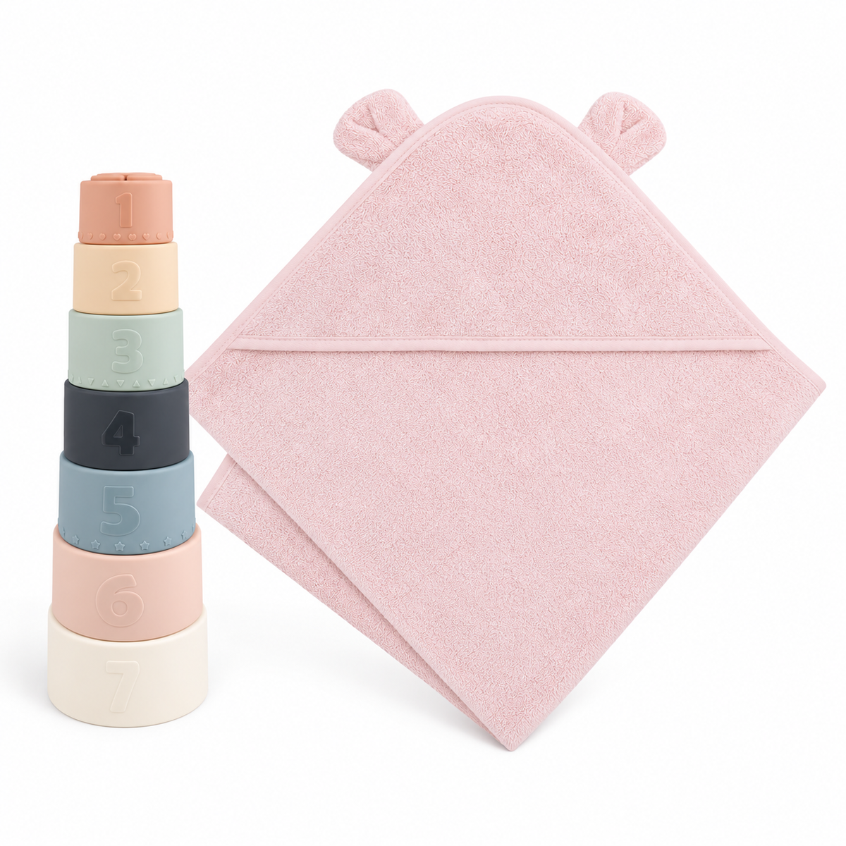Personalised Baby Gift Box – Hooded Towel & Stacking Cups