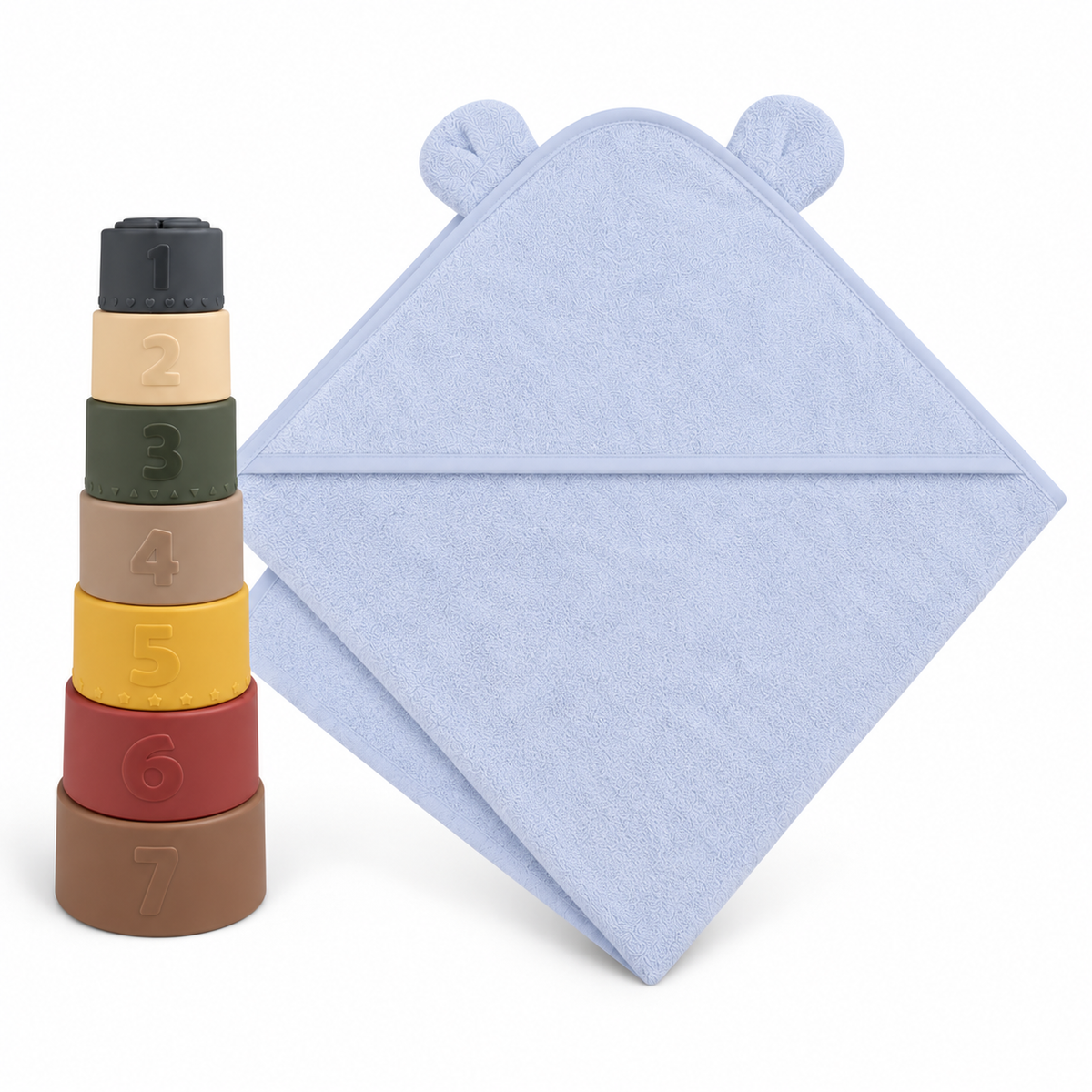 Personalised Baby Gift Box – Hooded Towel & Stacking Cups