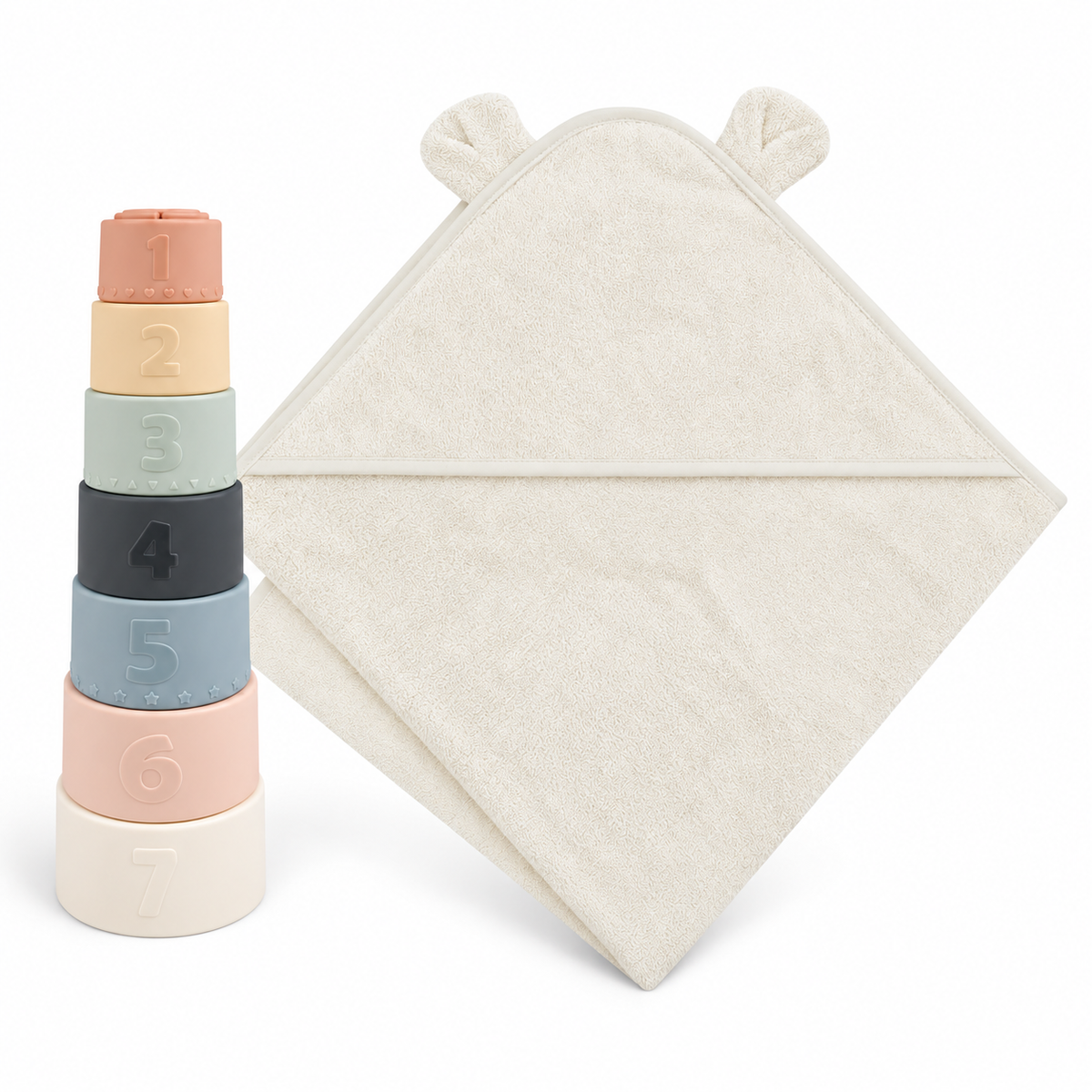 Personalised Baby Gift Box – Hooded Towel & Stacking Cups