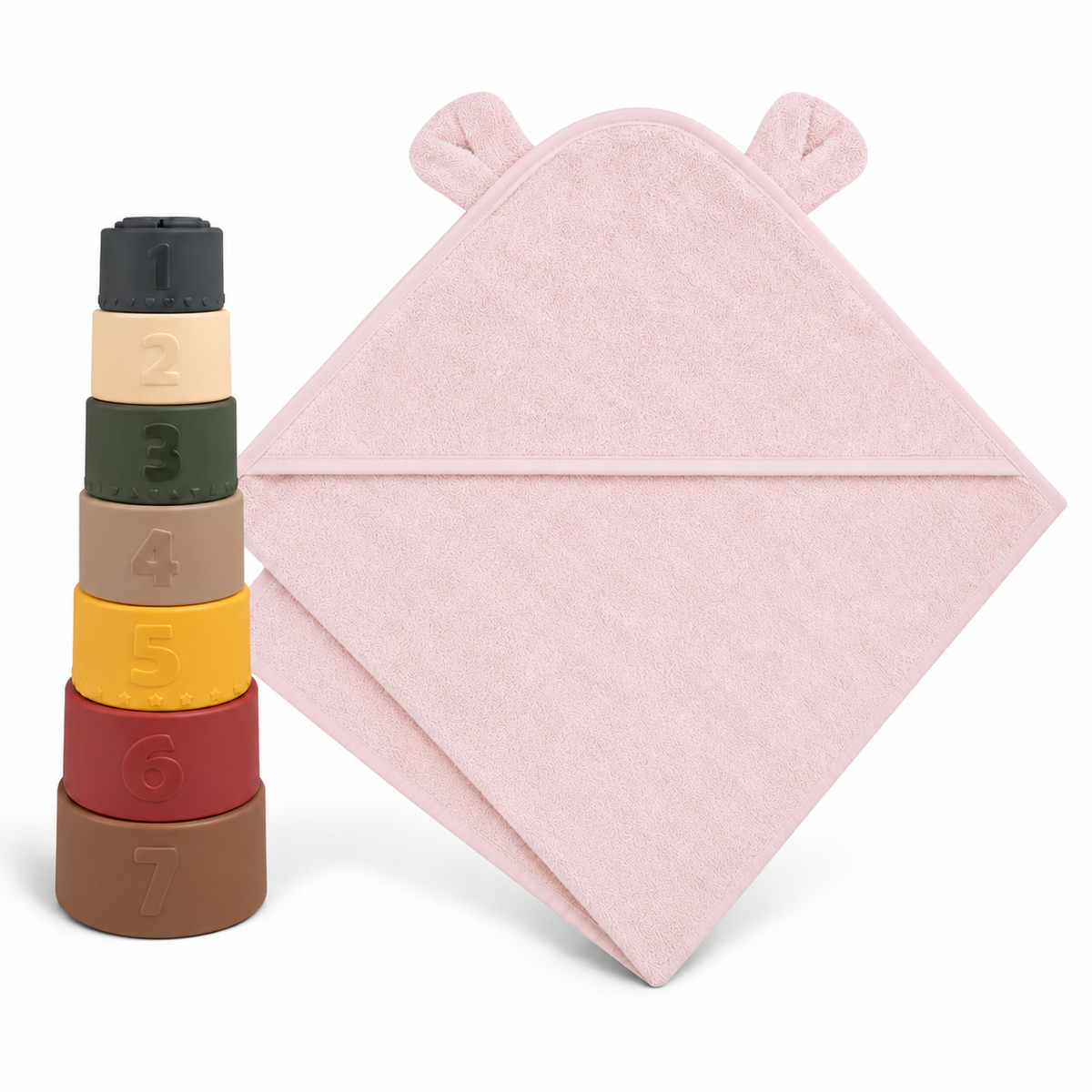 Personalised Baby Gift Box – Hooded Towel & Stacking Cups