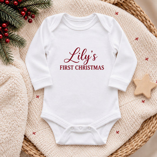 Personalised Baby's First Christmas Romper – Custom Name