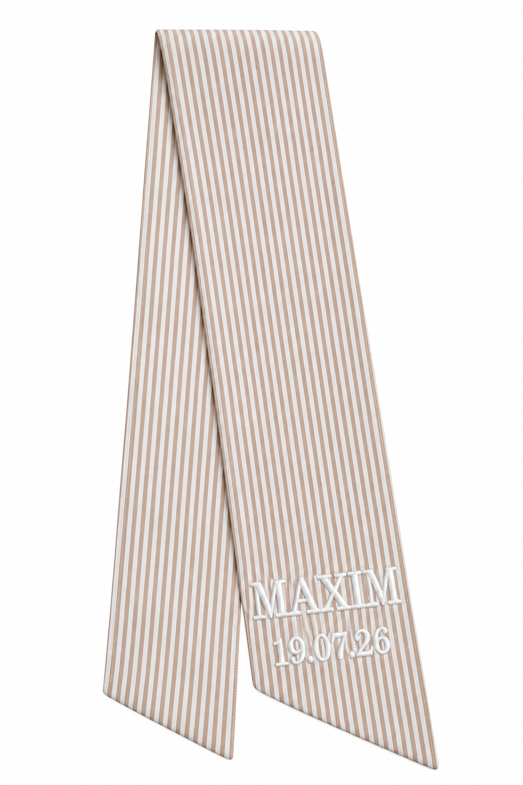 Personalised Baby Name Sash – Brown  Stripe | Custom Newborn Gift Ribbon