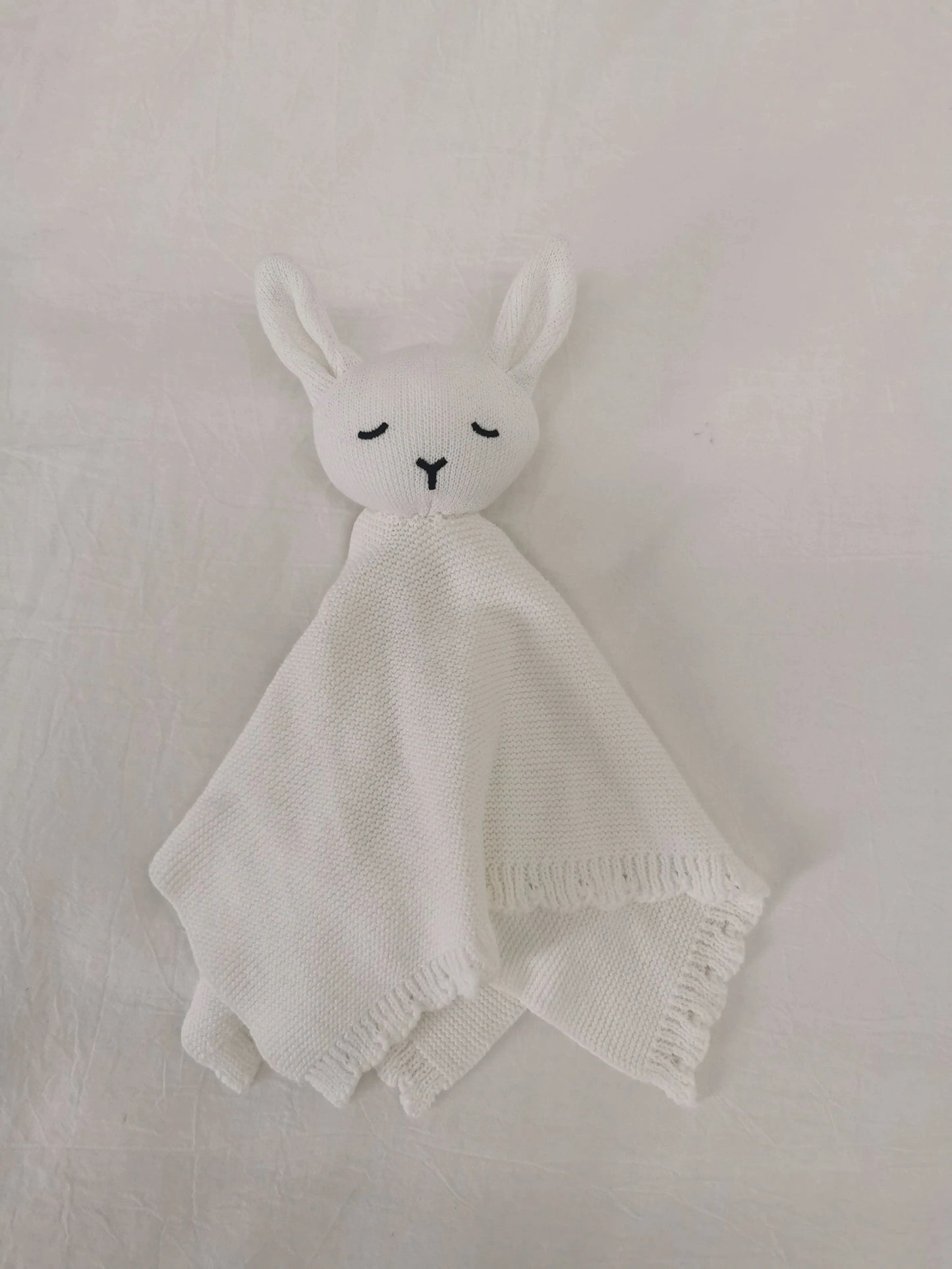 Scalloped Knitted Bunny Comforter Lovey Blanket