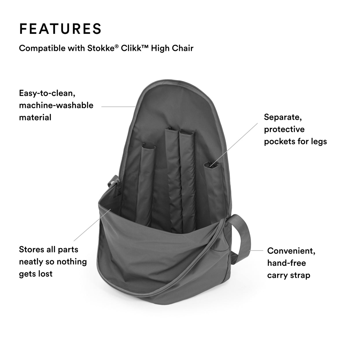 Stokke Clikk High Chair Travel Bag – Dark Grey