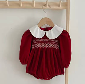 Christmas Velvet smock Dress/Romper