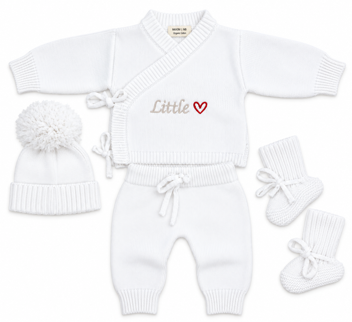 Little Love Organic Cotton Newborn Gift Set – White