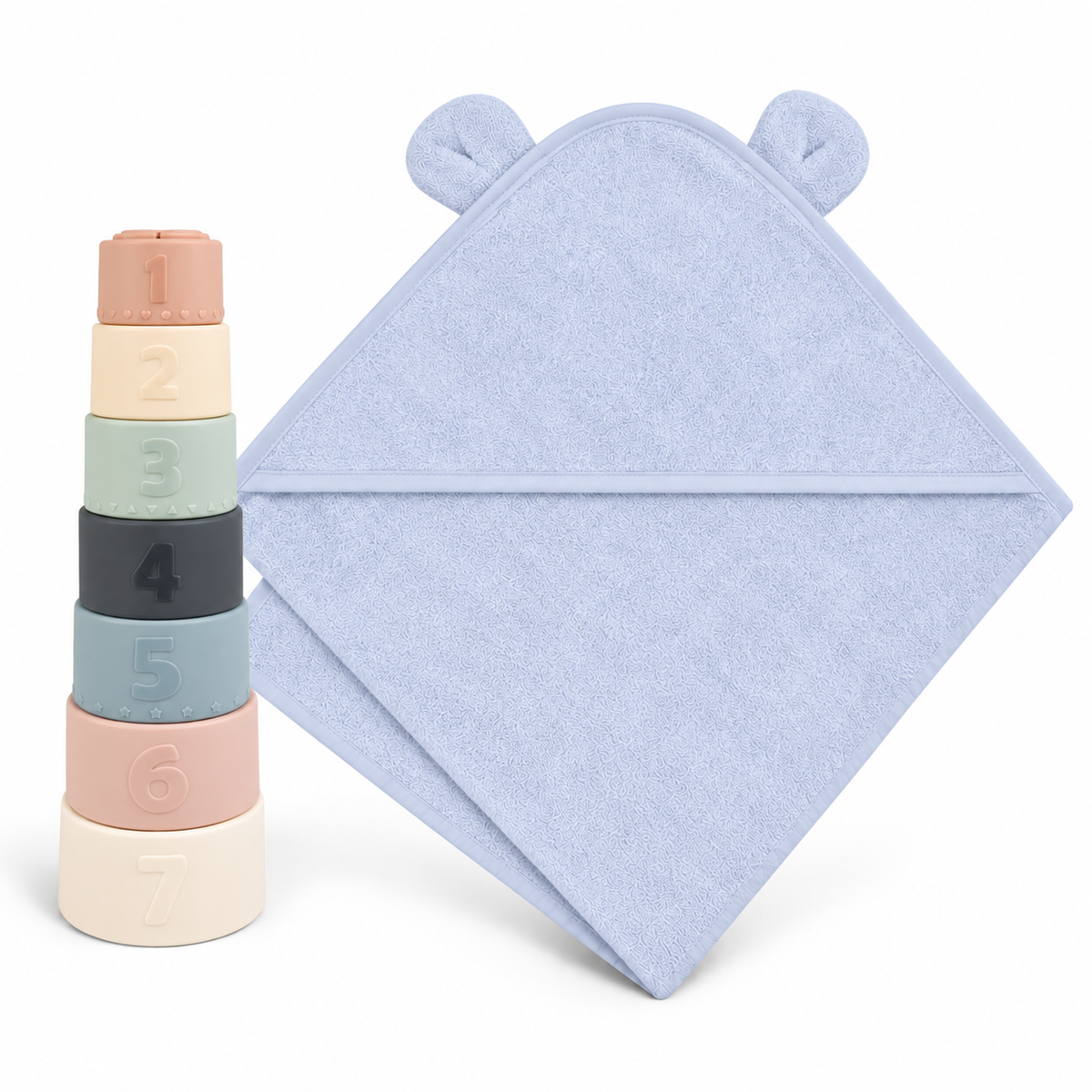 Personalised Baby Gift Box – Hooded Towel & Stacking Cups
