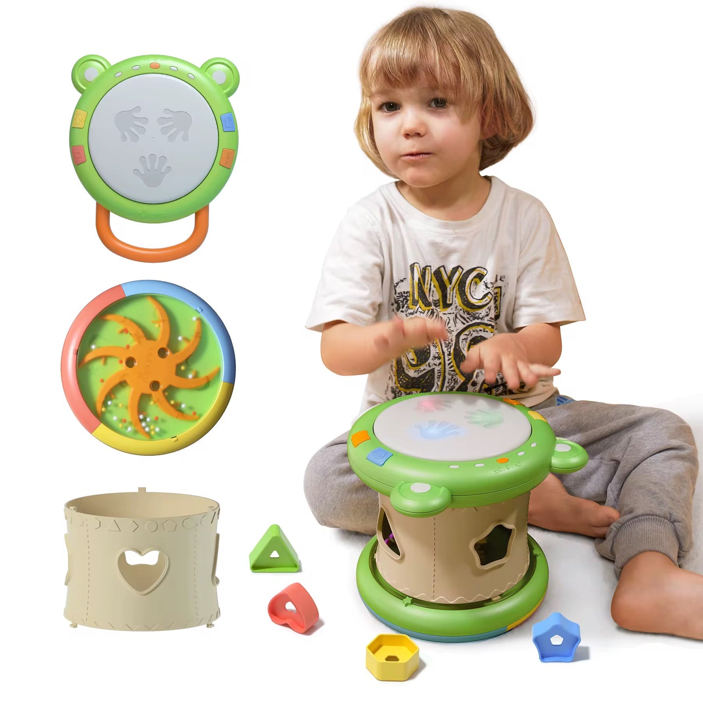 Montessori Baby Musical Drum Toy with Lights & Songs | Interactive Educational Toddler Toy