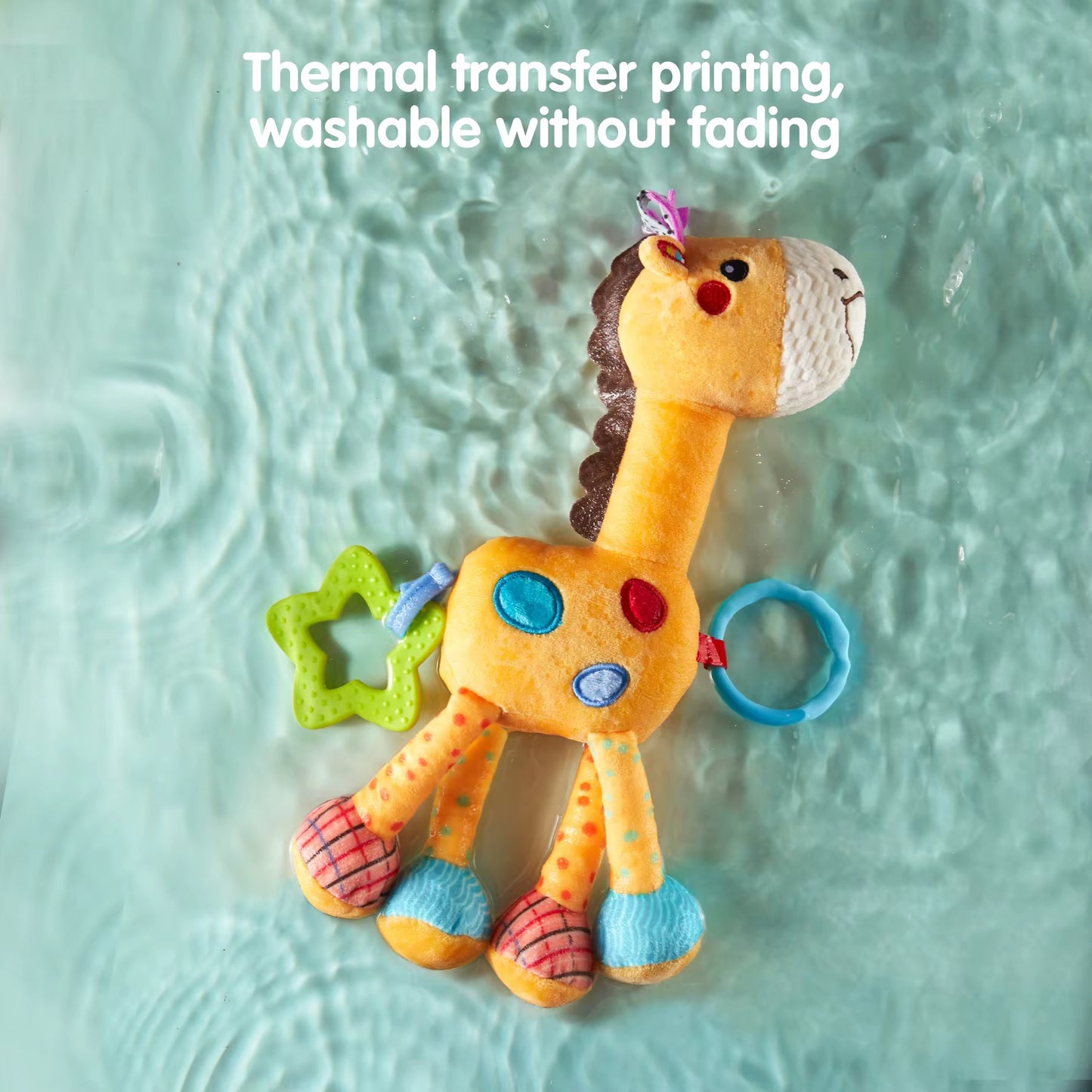 Baby Giraffe Hanging Rattle Toy for Stroller & Car Seat | Sensory Plush Teether Toy