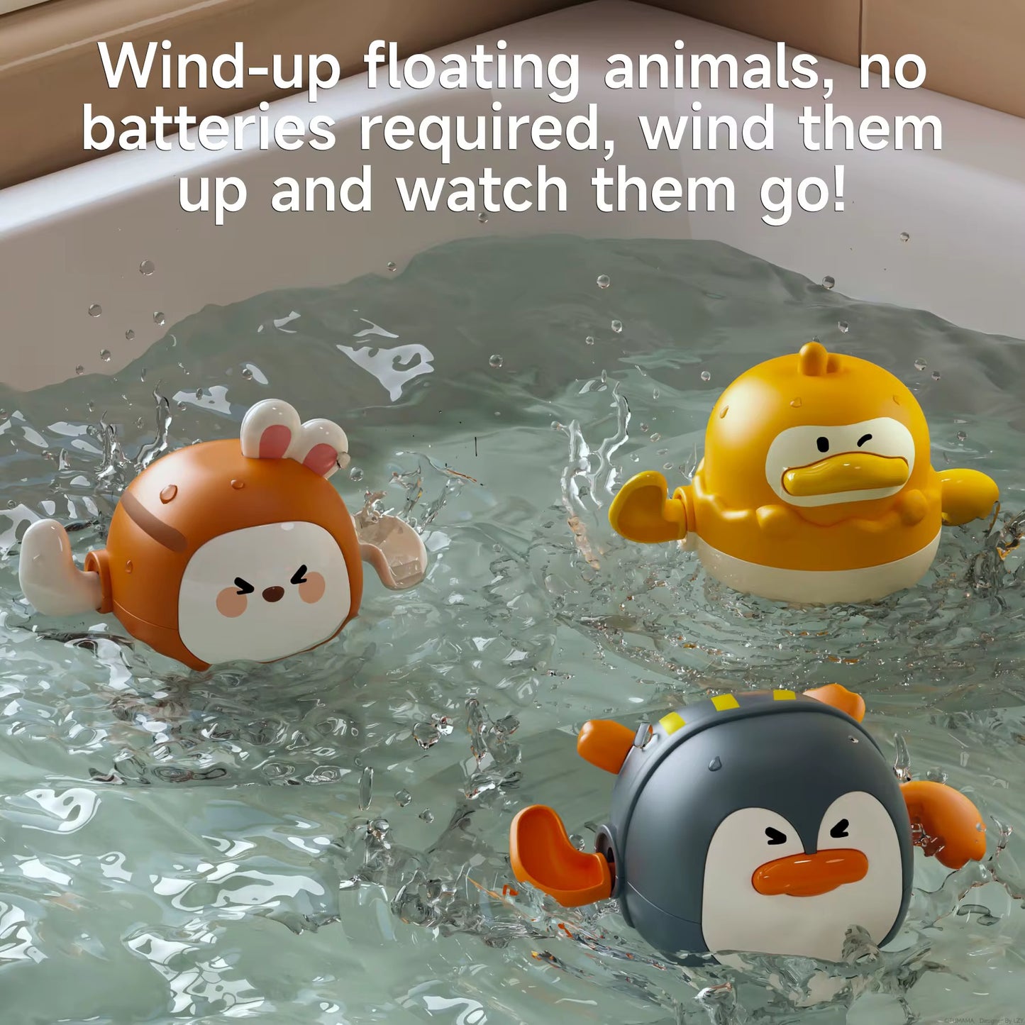 Baby Bath Shower Toy Set with Giraffe Spray Shower & Floating Wind-Up Animals