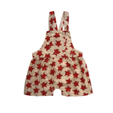 Dillion Turtle Print Short Dungaree-Red