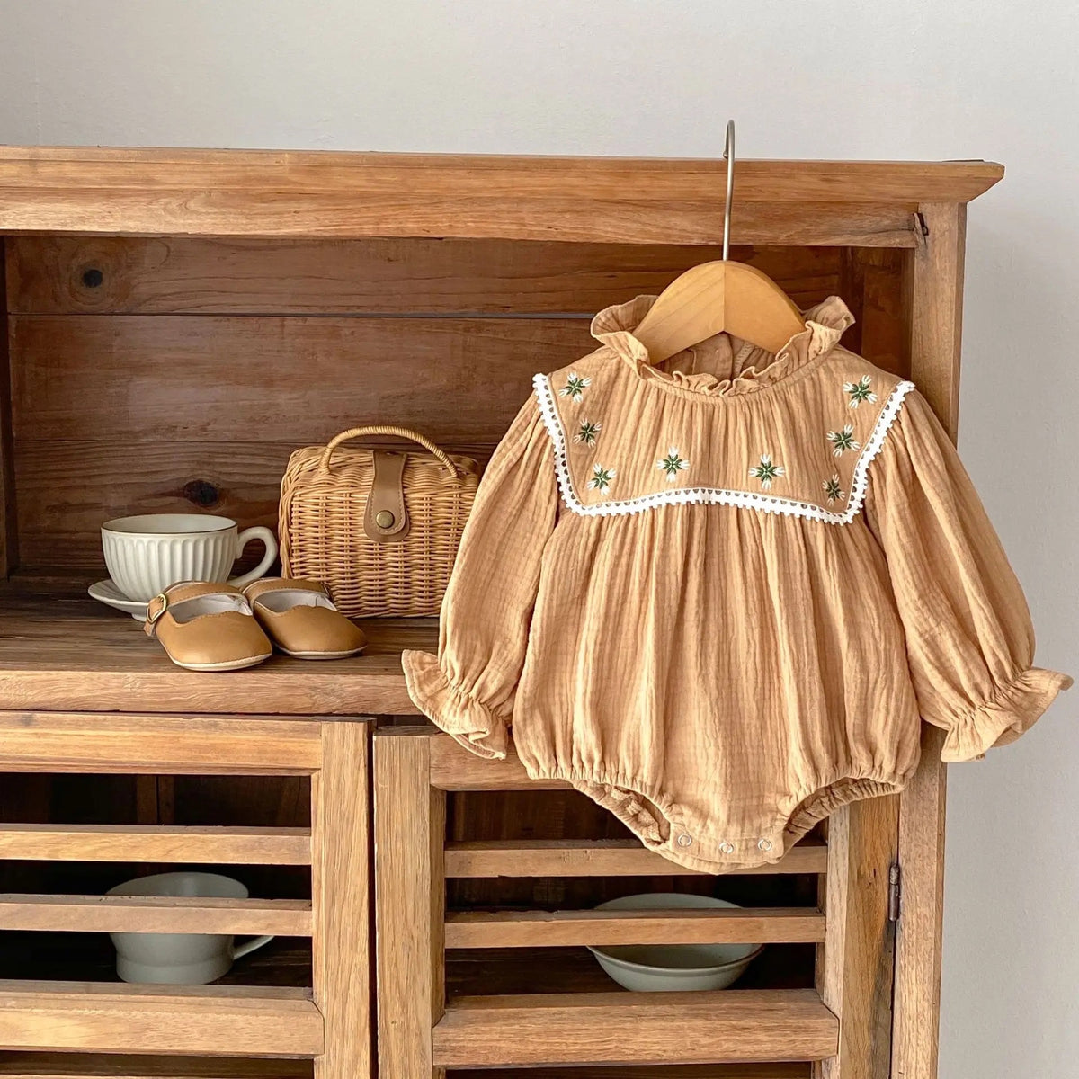 Coffee Embroidery Romper