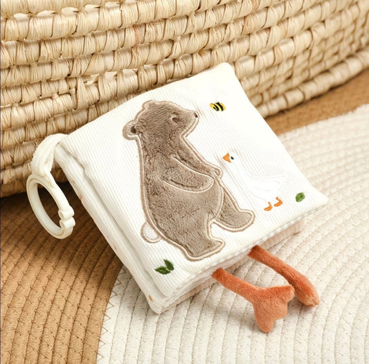 Soft Baby Crinkle Cloth Book Toy – Sensory Activity Toy -Bear