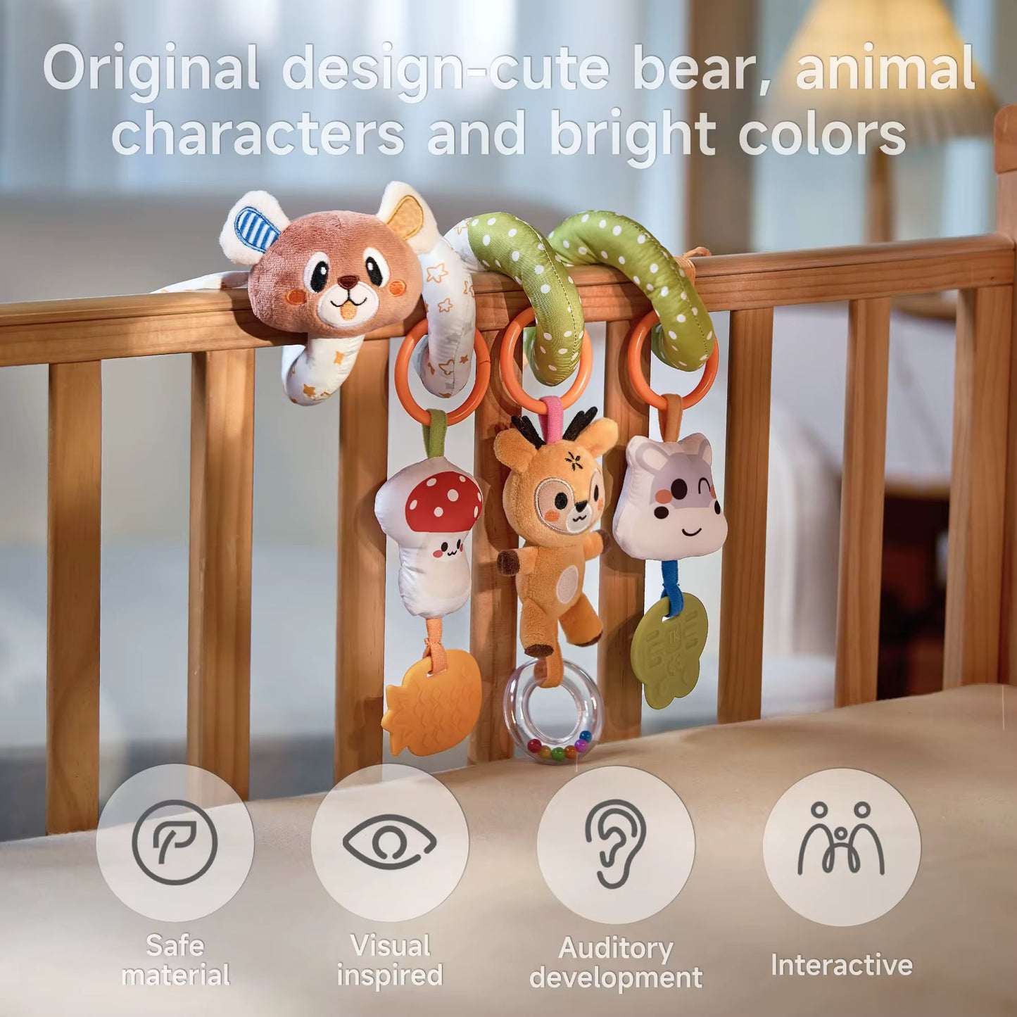 Baby Spiral Activity Toy for Stroller, Crib & Car Seat | Sensory & Teething Toy