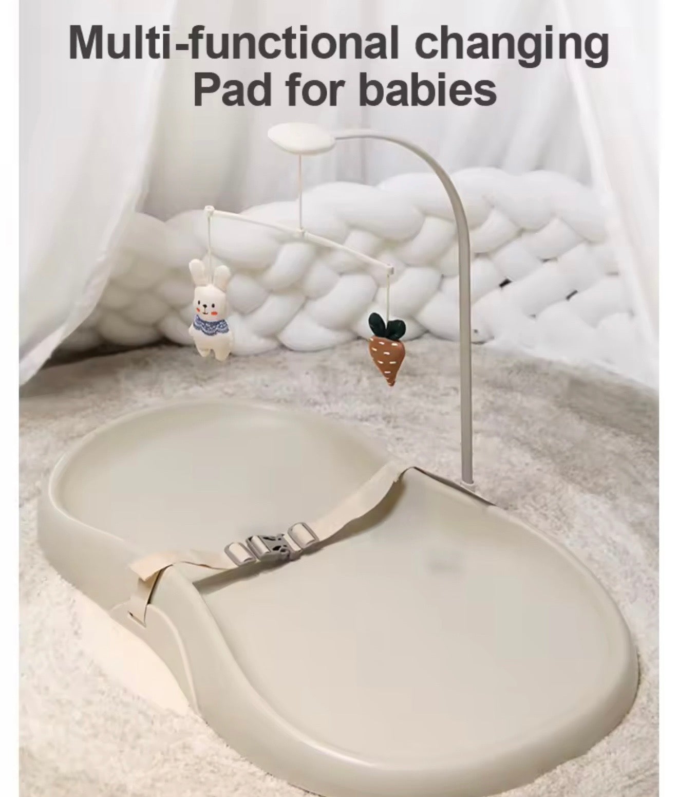 Waterproof Baby Changing Pad with Toy Mobile – Portable Newborn Diaper Changing Station