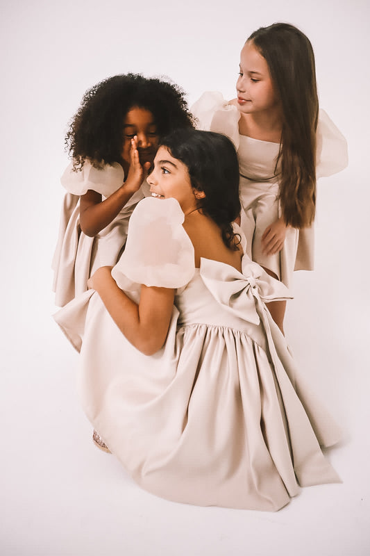 Lush Big Bow Dress-Lush Gold