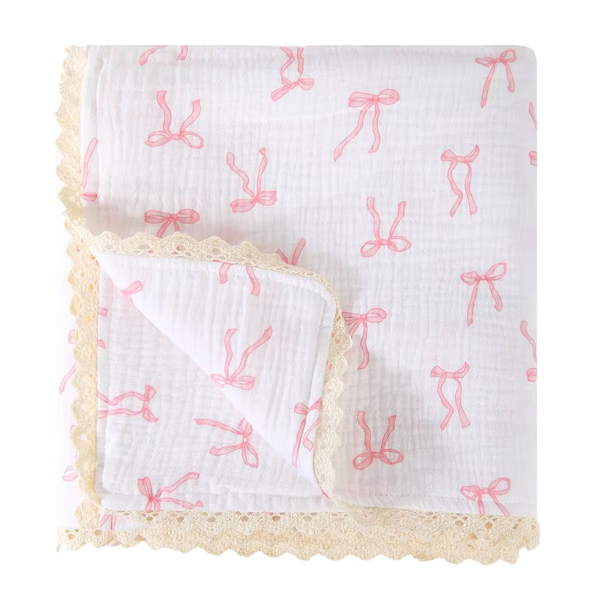 Personalised Pink Muslin Baby Blanket & Bunny Gift Set