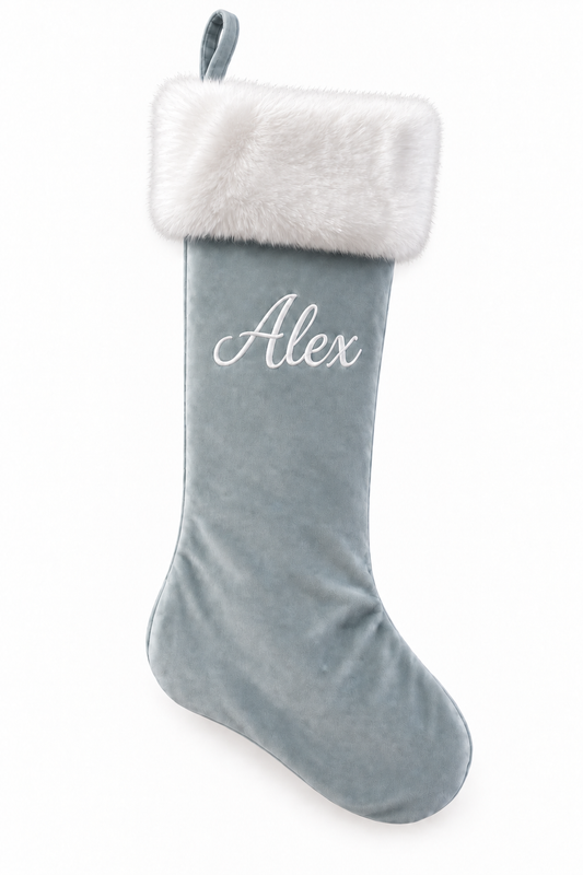 Large Personalised Embroidered Christmas Stocking – Blue
