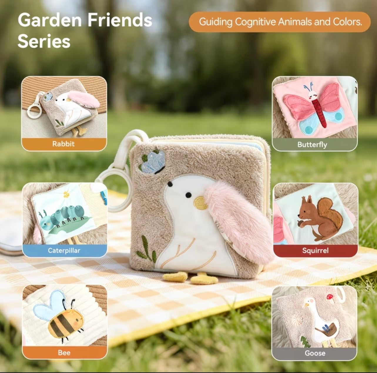 Soft Baby Crinkle Cloth Book Toy – Sensory Activity Toy -Bunny