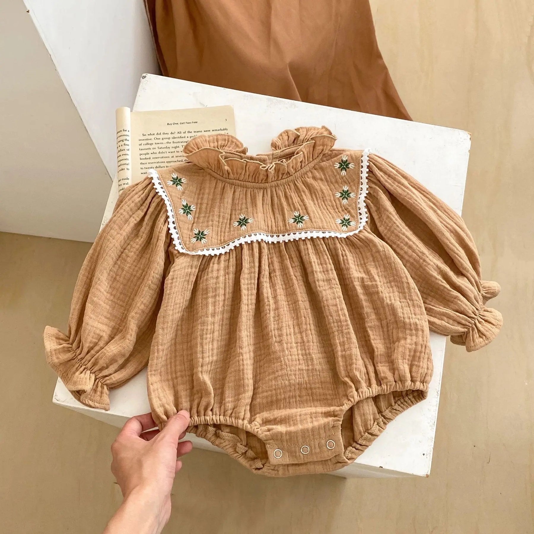 Coffee Embroidery Romper