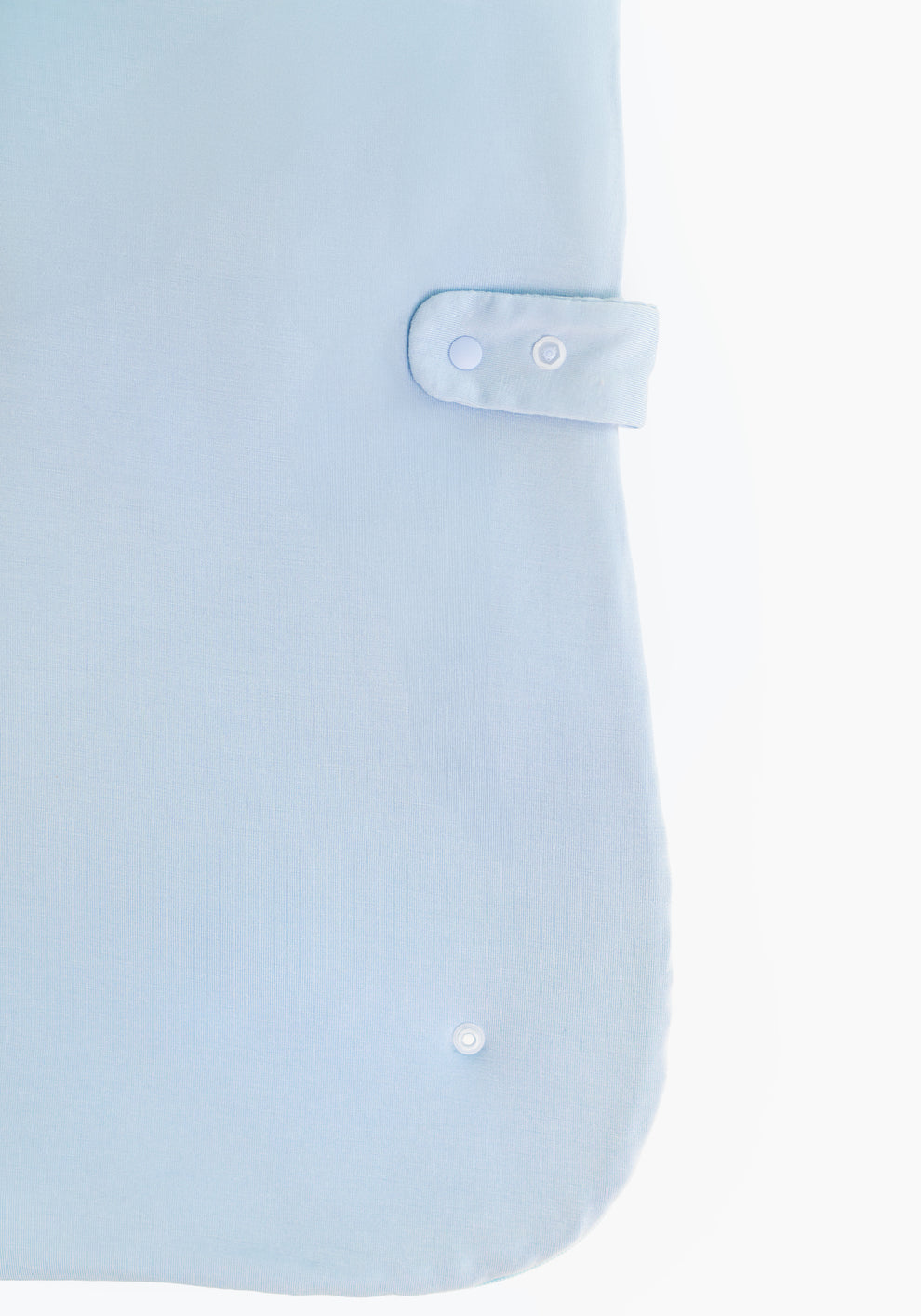     Cozy light blue infant sleep sack featuring smooth fabric and side zipper closure for bedtime comfort.