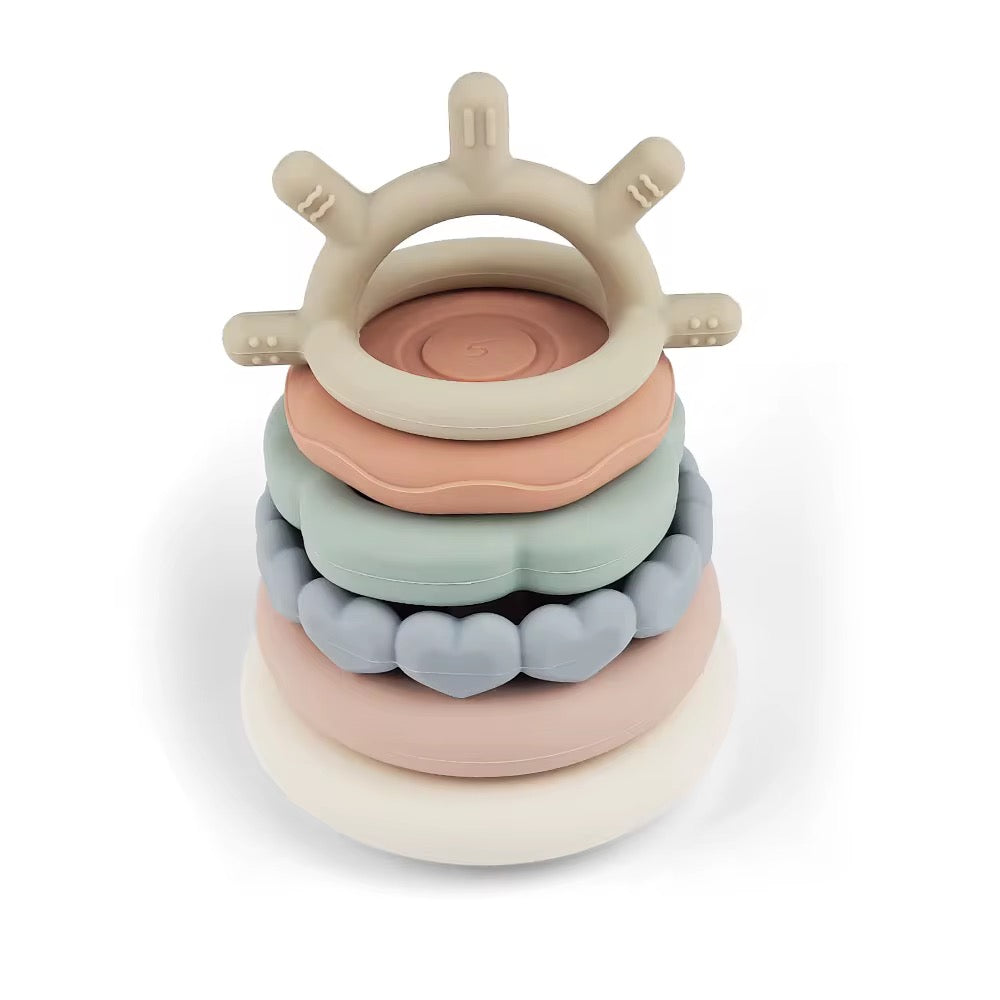     Baby sensory stacking toy by Maxim made from BPA-free silicone for fine motor skill development