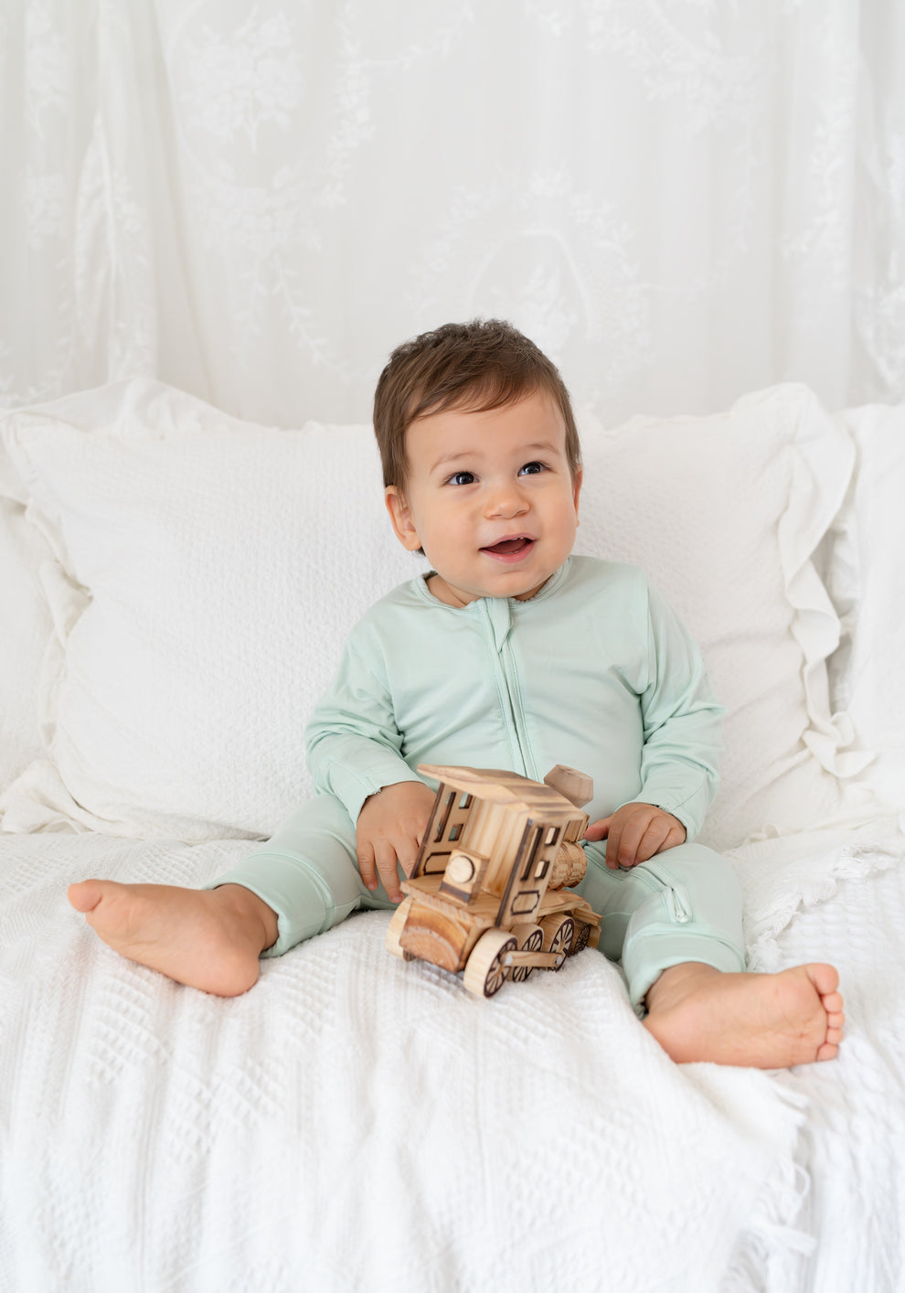 Zippered Sleepsuit in Light Sage