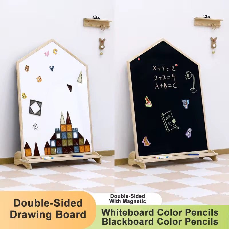     Large children’s magnetic chalkboard easel for drawing and learning