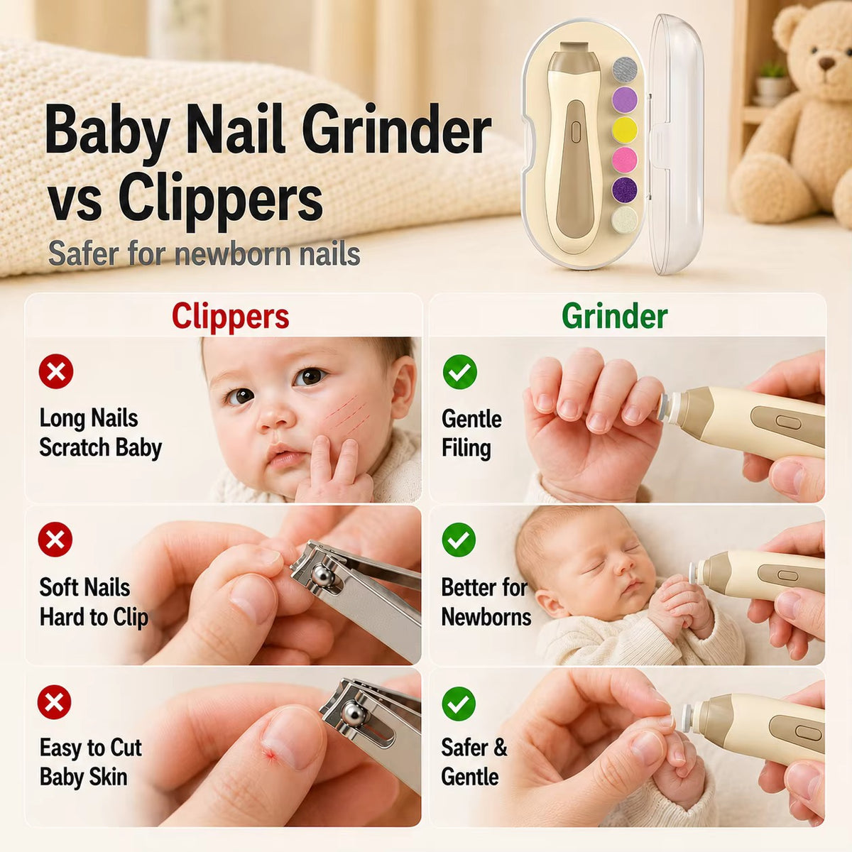 MAXIM baby nail trimmer with LED light for safe and gentle nail care