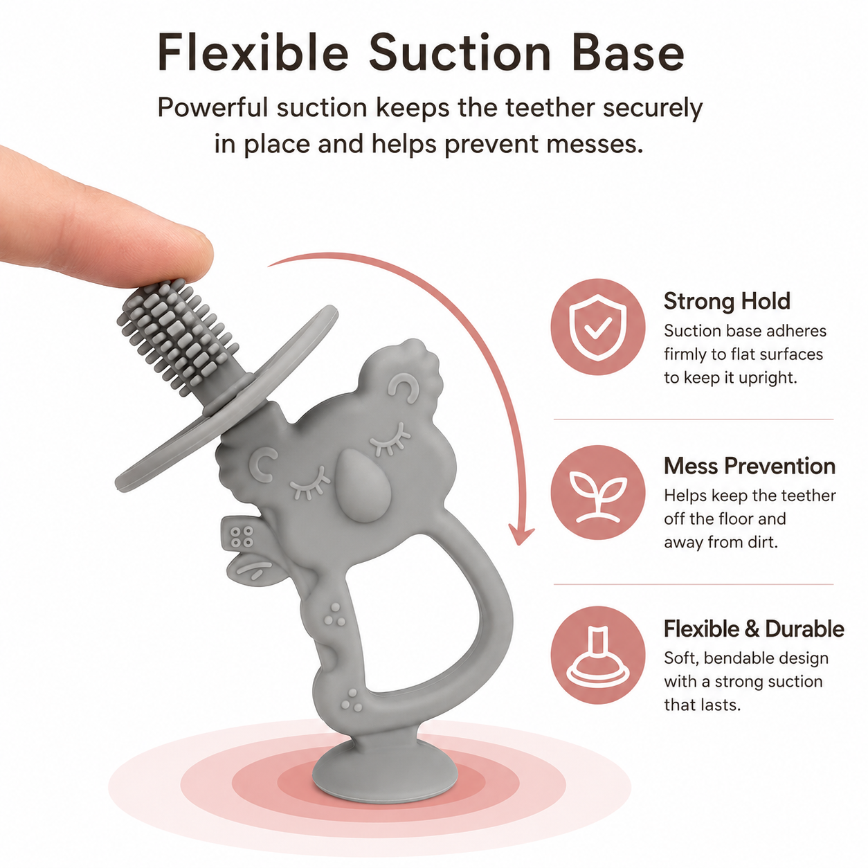 Maxim baby teether with strong suction base to keep the teether upright and hygienic