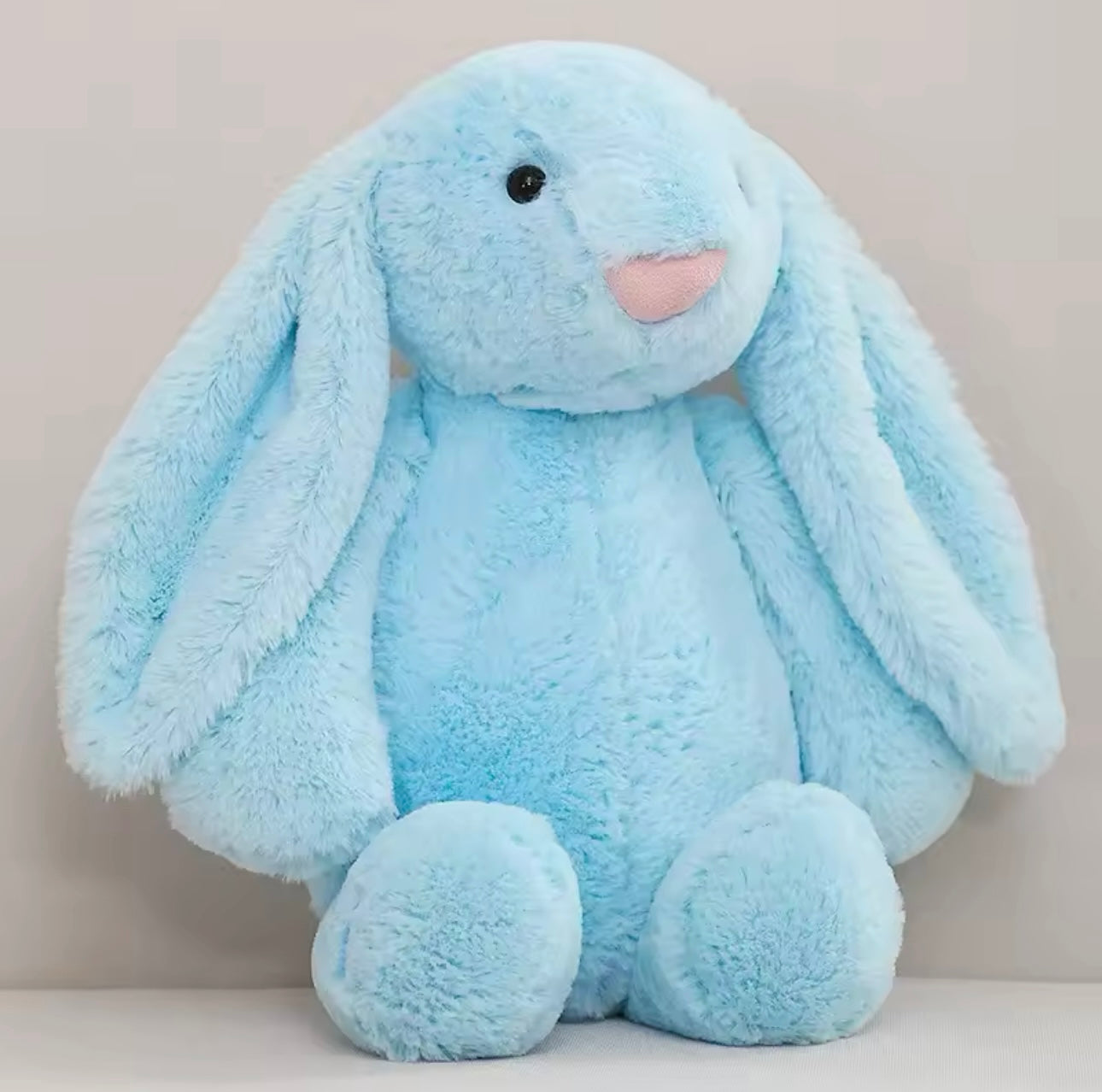 Soft sky blue Maxims plush baby bunny 25cm — perfect cuddly toy for baby boys in Dubai UAE
