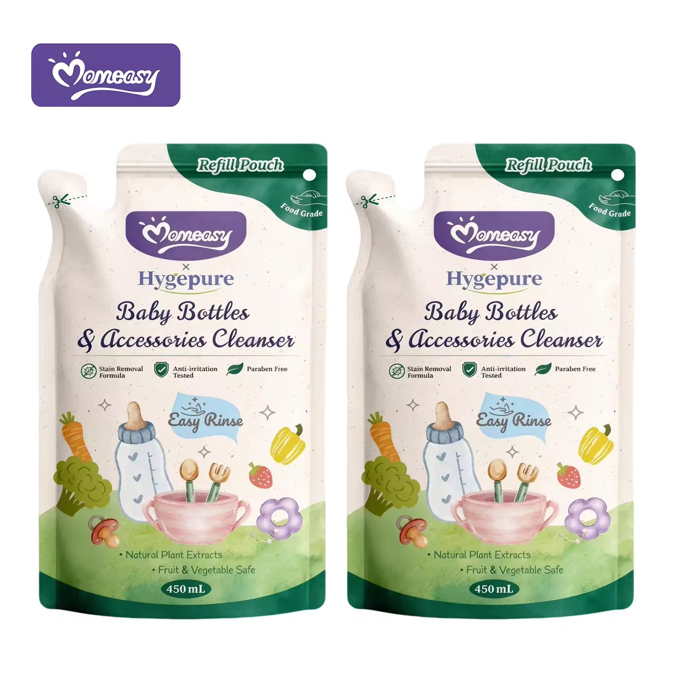     Natural baby bottle cleanser refill pack with easy rinse plant extract formula