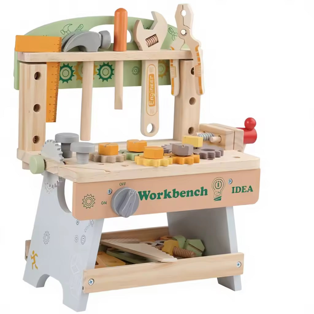     Educational pretend play workbench toy helping children develop motor skills