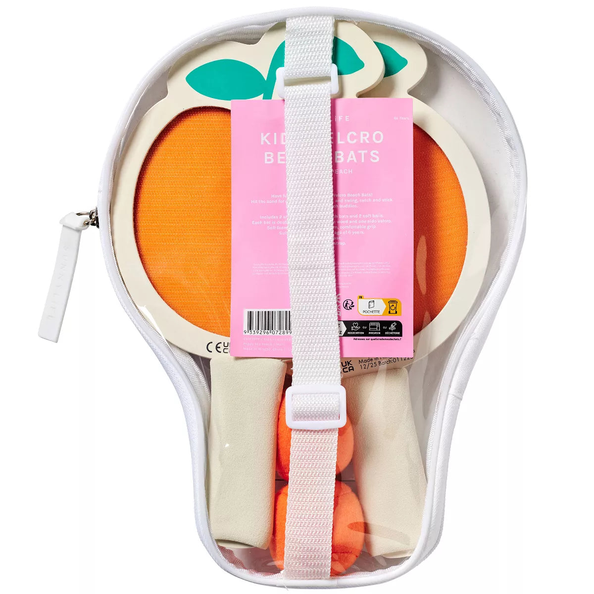 Kids Velcro Beach Bats Poppy the Peach- Multi