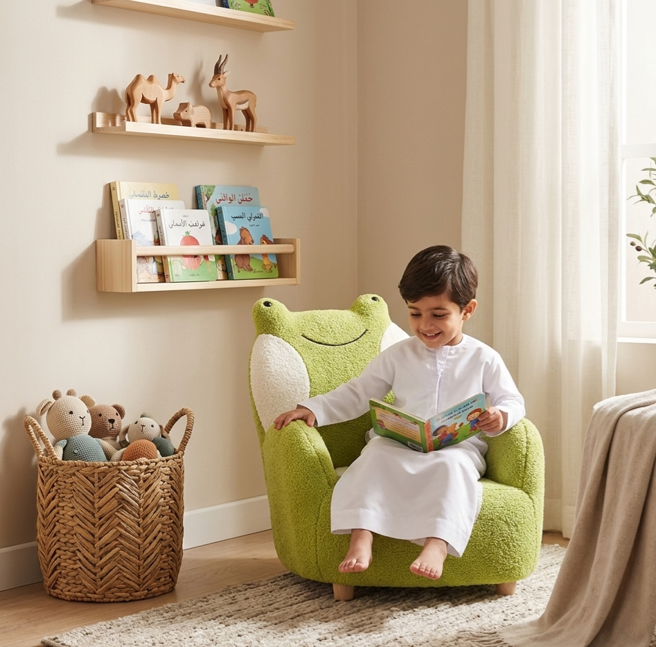 Hoppy Days Frog Bouclé Kids Armchair