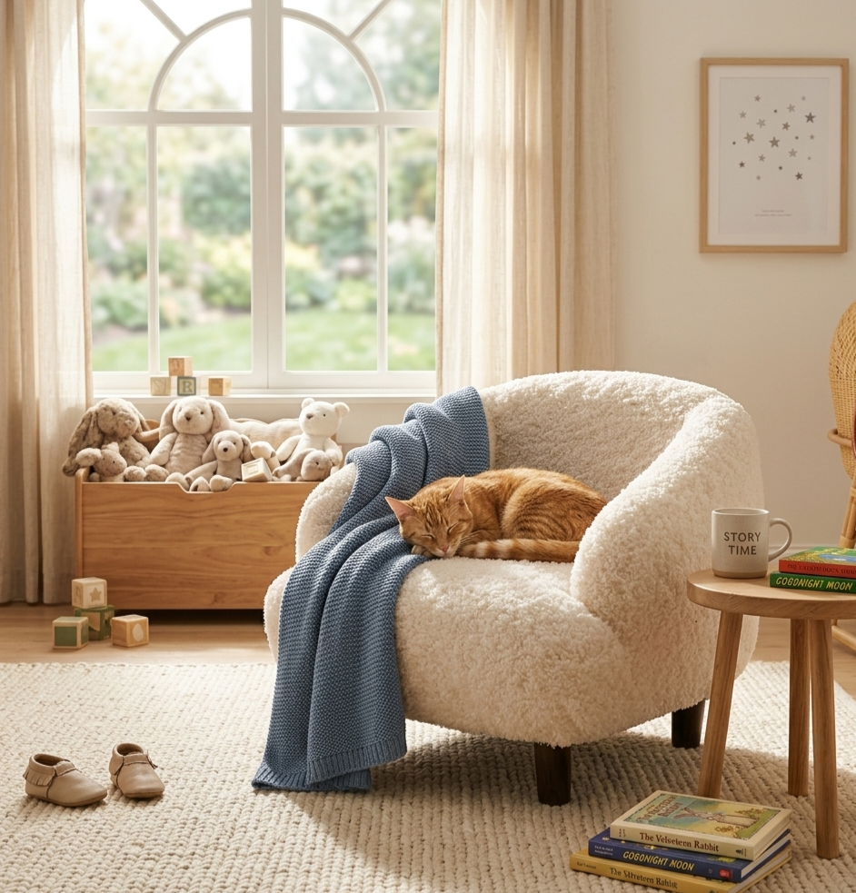 Nordic Minimalist Bouclé Kids Armchair