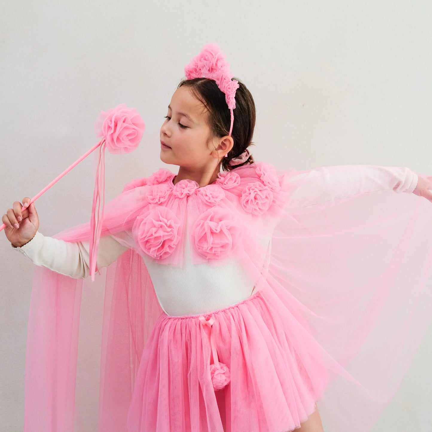 Pink Ruffle Flower Cape
