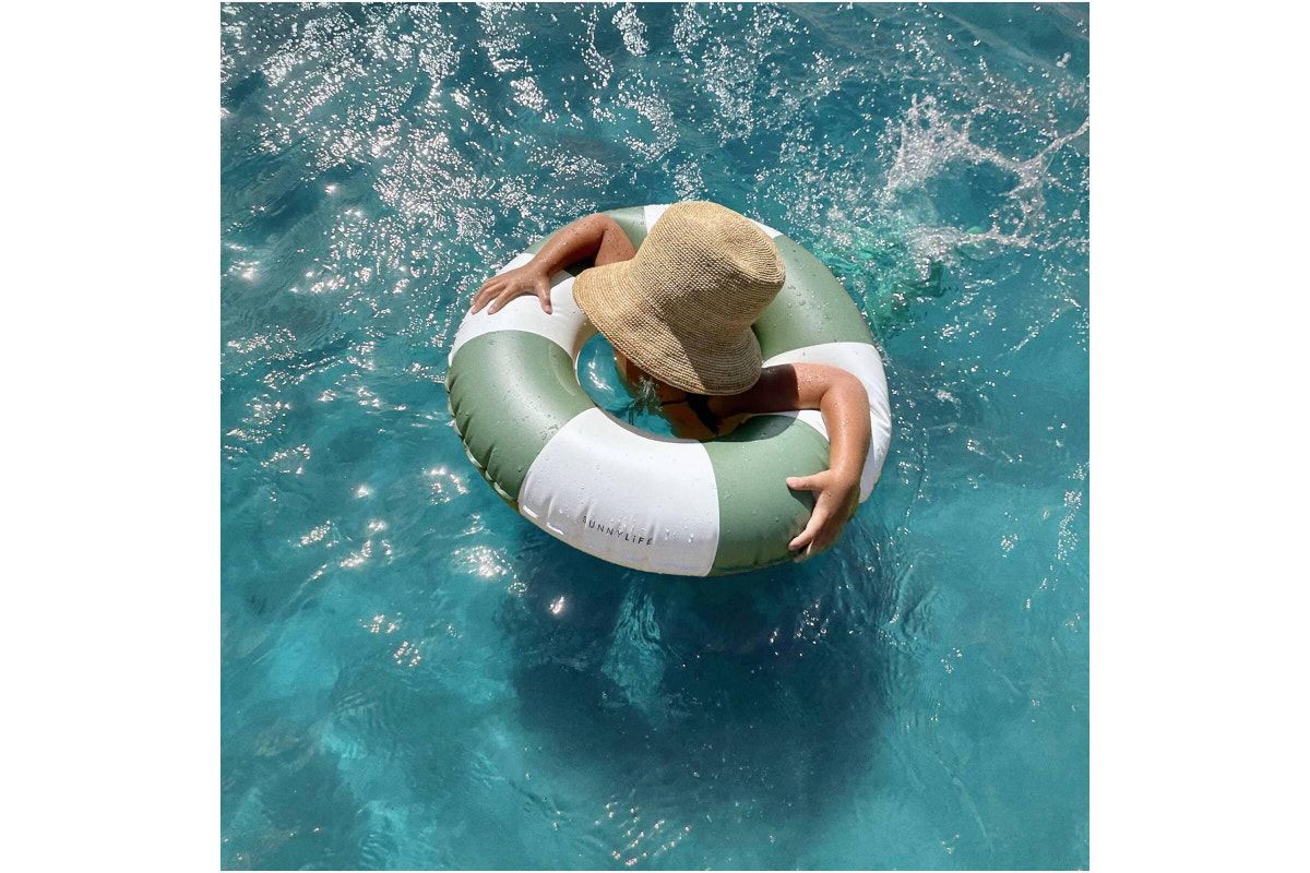 Mini Tube Pool Ring - Olive  Stripe