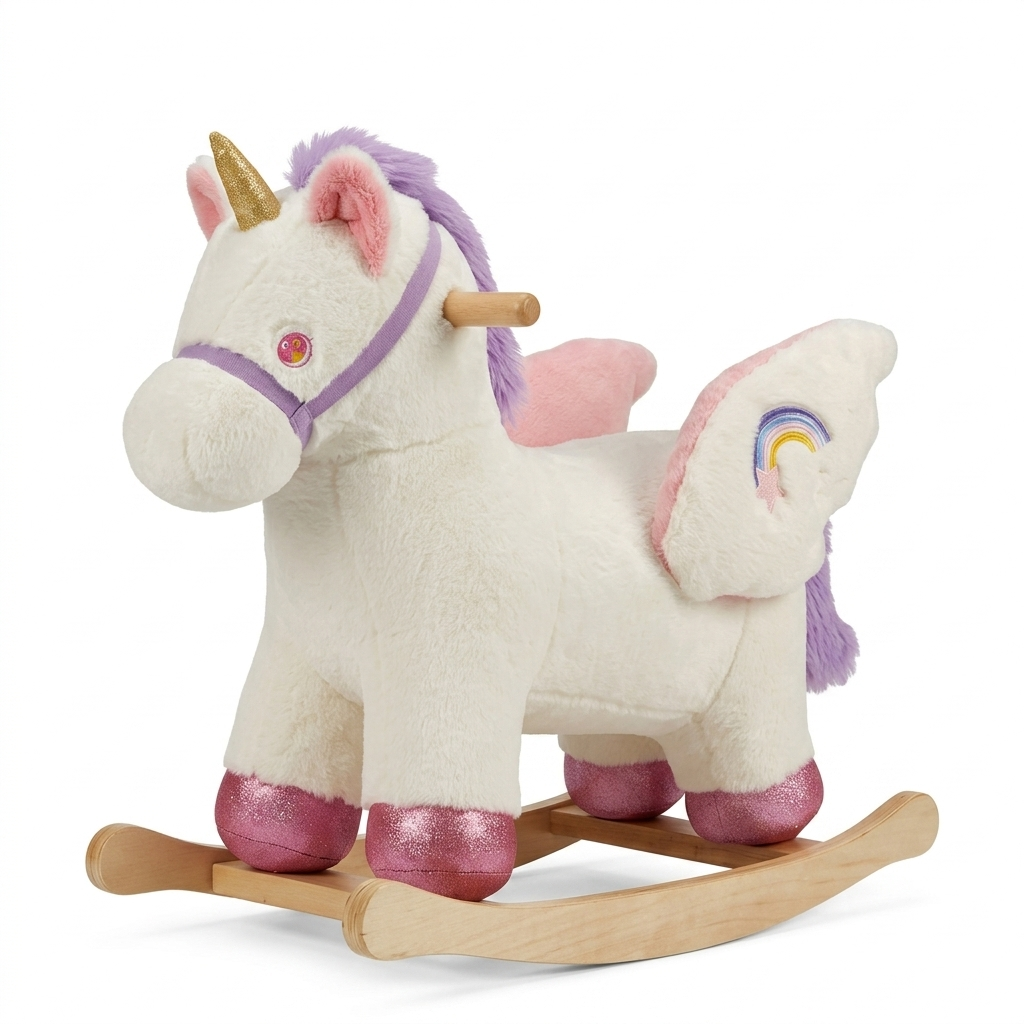 Celestia Plush Unicorn Wooden Rocker