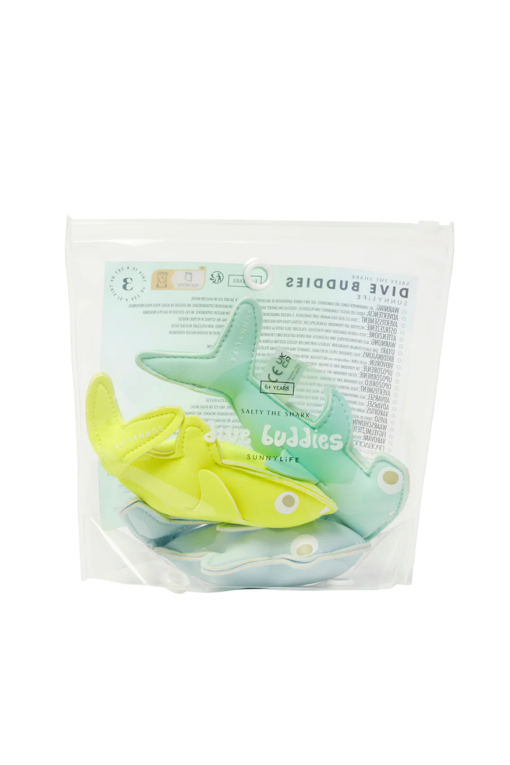 Salty The Shark Dive Buddies Aqua Neon Yellow Set of 3