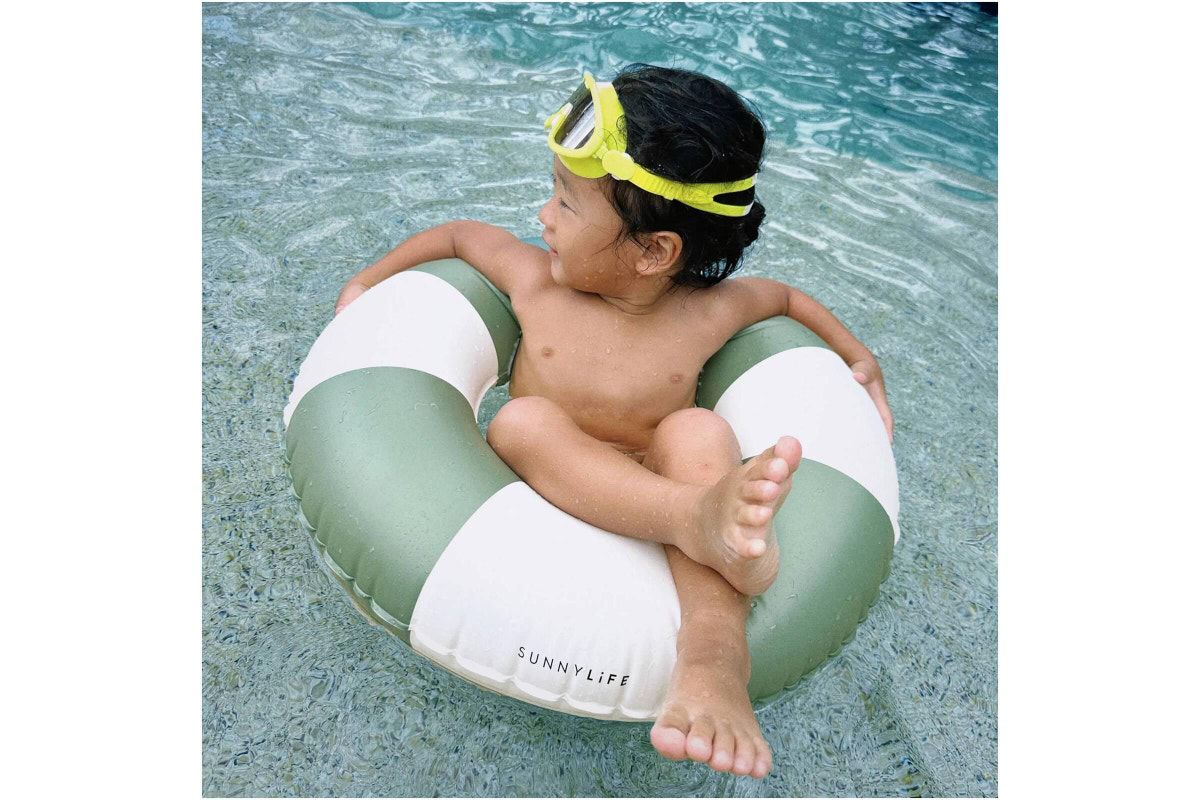 Mini Tube Pool Ring - Olive  Stripe