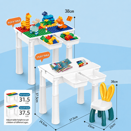 4-In-1 Building Blocks Activity Table & Chair Set - Multicolor