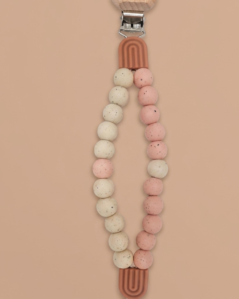 The Rainbow Arch Silicone & Wood Pacifier Clip