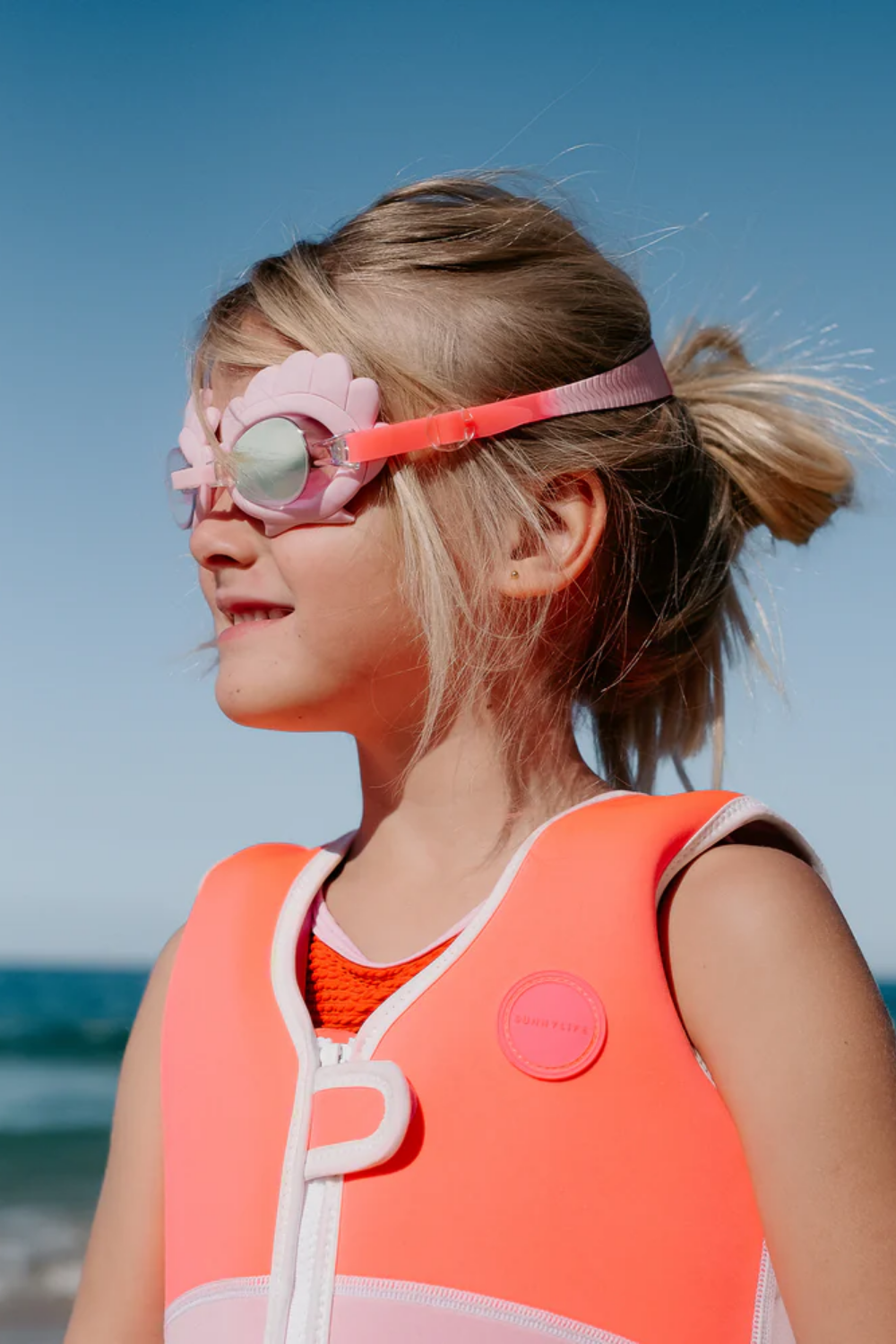 Melody The Mermaid Mini Swim Goggles - Neon Strawberry