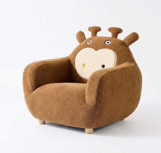 Modern Minimalist Giraffe Bouclé Kids Armchair