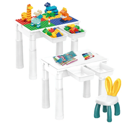 4-In-1 Building Blocks Activity Table & Chair Set - Multicolor