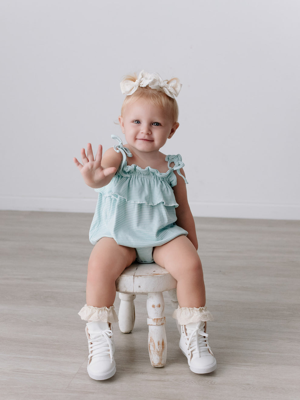 Celeste Organic Cotton Set/ Romper-Mint Blue