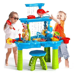 Kids Sand & Water Activity Play Table Set With Chair - Multicolor