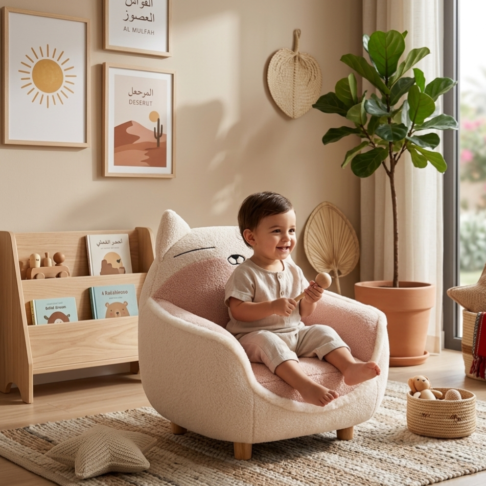 Slumber Kitty Bouclé Kids Armchair