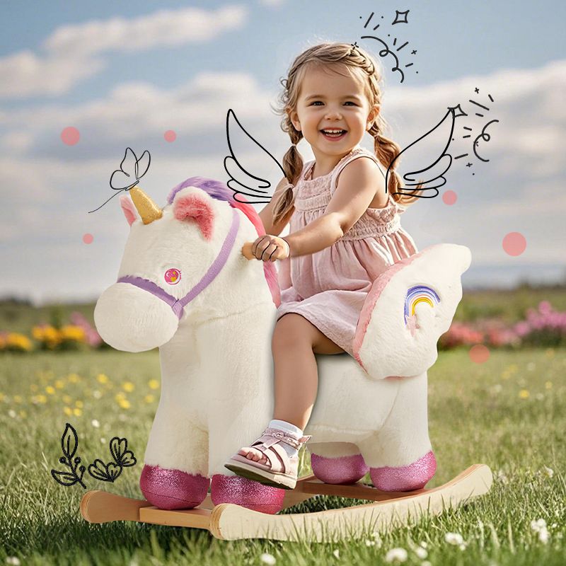 Celestia Plush Unicorn Wooden Rocker